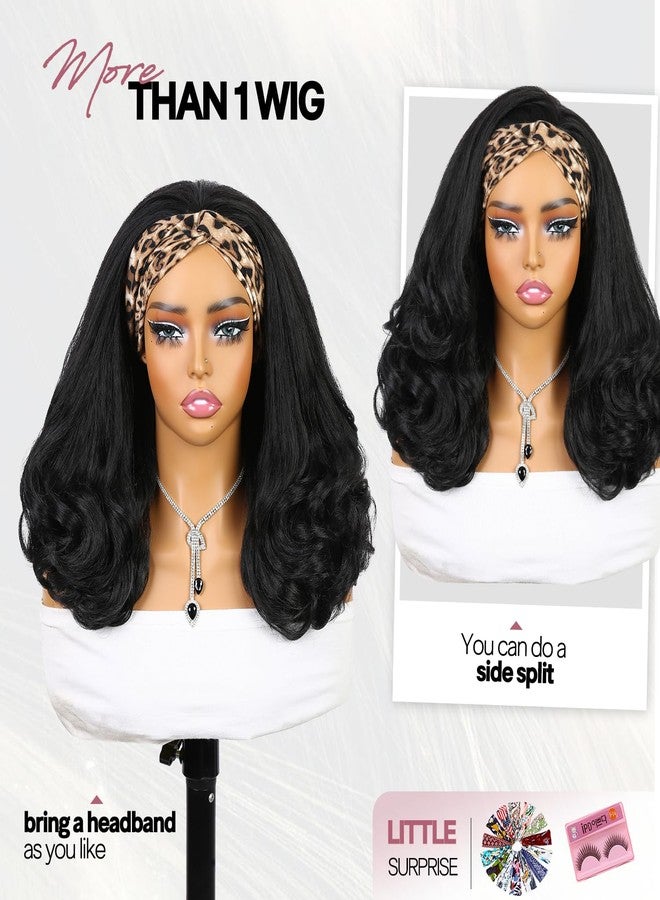 Quantum Love Half Wigs for Black Women Yaki Curly Half Wig with Curly Ends Wear and Go Natural Black Synthetic Glueless Hair14 Inch with Headband - Image 4